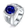 S925 Silver Ring Blue Diamond Men's Ring Myanmar Natural Sapphire Ring 18K Gold Plated Popular Ring