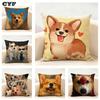 Наволочка с корги для домашнего декора, льняная наволочка на диван: Приятный к коже и дышащий с невидимой молнией