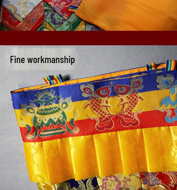Tibetan-Style Eight Auspicious Symbols Drapery for Wall and Table Decoration