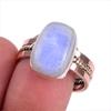 Natural Rainbow Moonstone Gemstone Two Tone 925 Sterling Silver Ring S.9.5 c5K85