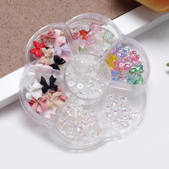 1 коробка Стразы Искусство Не Декор Трехмерный Ногтей Падающий DIY Лук Медведь Смешанное Сердце Слива