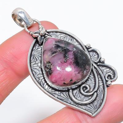 Подвеска из серебра 925 пробы с родонитом ручной работы 2,44 дюйма b4C28