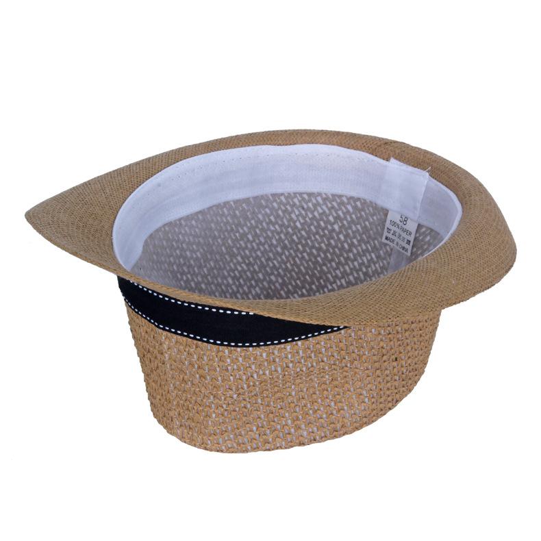 Summer Middle-Aged and Elderly Straw Hat Hollow Breathable Small Jue Hat Outdoor Sunscreen Sunshade Hat Jazz Topper Hat Bowler Hat