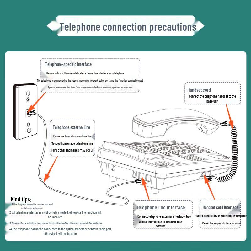 Deli Basic Corded Telephone CN plug (adapter included)