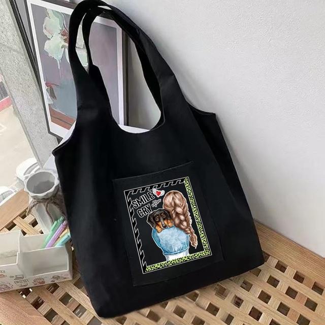 Canvas Bag Women‘s Shopping Bags Commuter Shopper Vest Bag Mom Series Grocery Eco Handbags Student Tote Bag Bags for Women