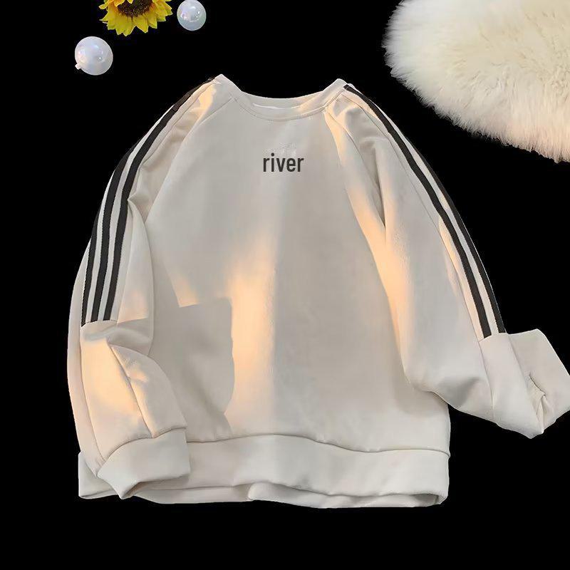 Мужская ретро-полосатая замшевая толстовка – пуловер с круглым вырезом на весну и осень