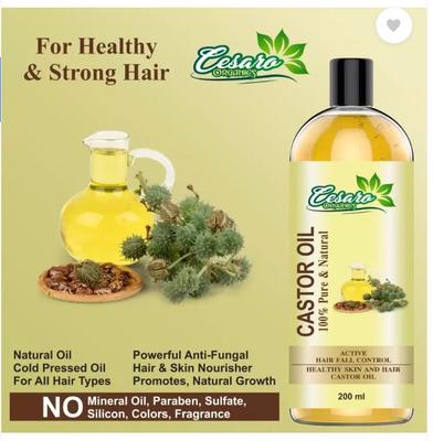 Cesaro Organics Холодный отжим, 100% чистое касторовое масло - увлажняющее и лечебное, для кожи и волос масло (200 мл)