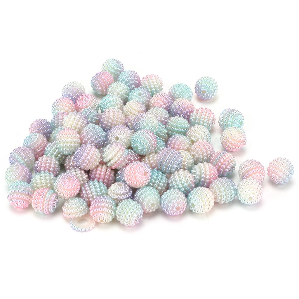 200pcs Pearl Beads Color Pearlized Gradient Bayberry Shaped Bubble Beads with Hole for DIY Jewelry