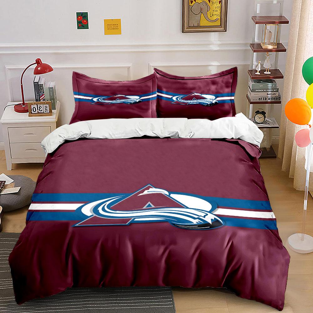 Maroon Bedding Set with Wave Logo Design Print Bedding Set Duvet Cover Pillowcases (1* Duvet Cover 2* Pillowcases Do Not Include Comforter)