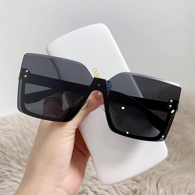 New Women's Semi-Rimless Metal Sunglasses - Trendy One-Piece Cut-Edge Design, UV Protection