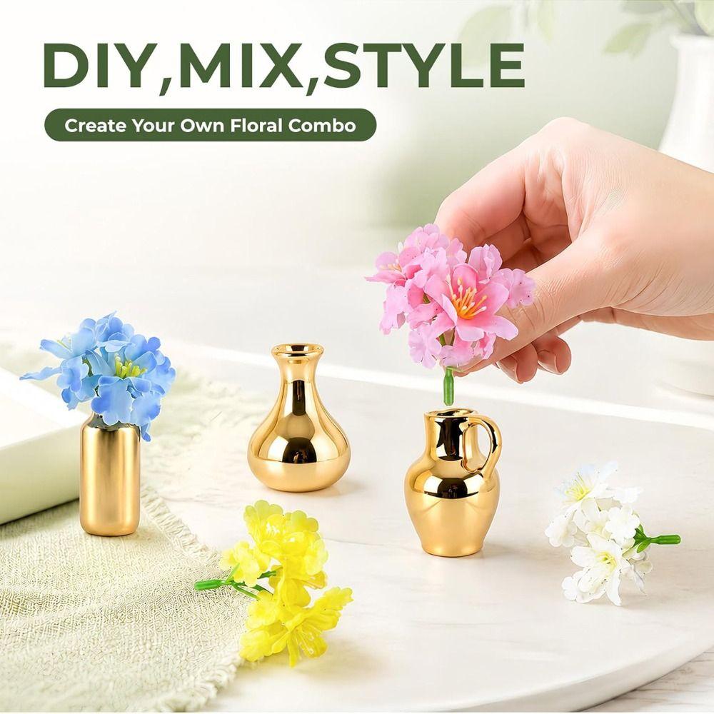8Pcs DIY Tiny Magnetic Bud Vases Creative Vase Fridge Stickers Mini Ceramic Vase Magnets Gift