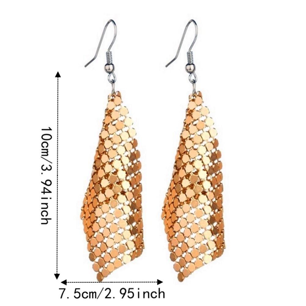 Exaggerated Geometry Metal Sequins Earrings Dangling Pendant Earrings Music Festival
