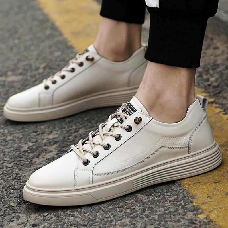 Genuine Leather Men Sneakers New Style Casual Shoes Trend Versatile Skate Shoes Korean-style Outdoor Footwear Leisure Walk Flats