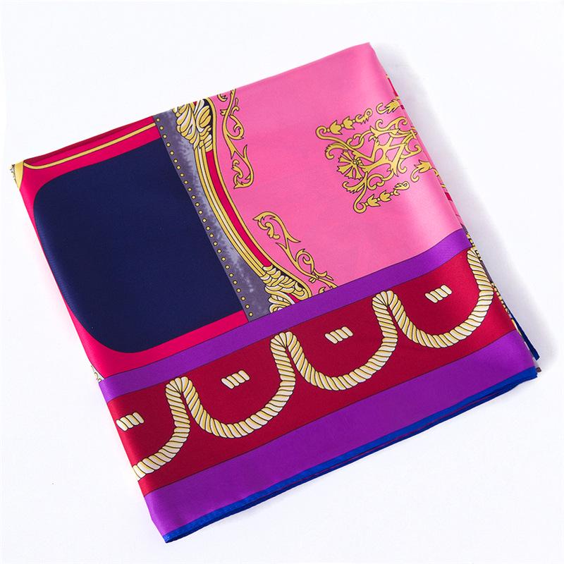 130cm Autumn Horse Printing Twill Silk Square Scarf Women Multi-Purpose Shawl Sun Protection Four Season Travel Scarf