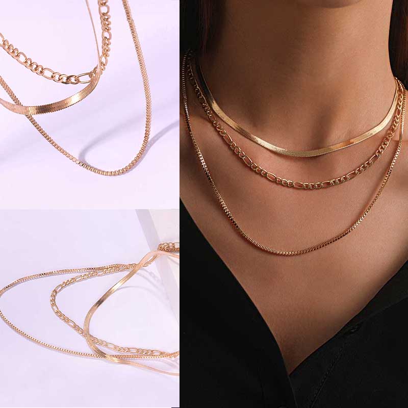 Хорошие сувениры для путешествий, подарки, сплав, популярный, золото/серебро, панк, хип-хоп, многослойное ожерелье, короткое ожерелье