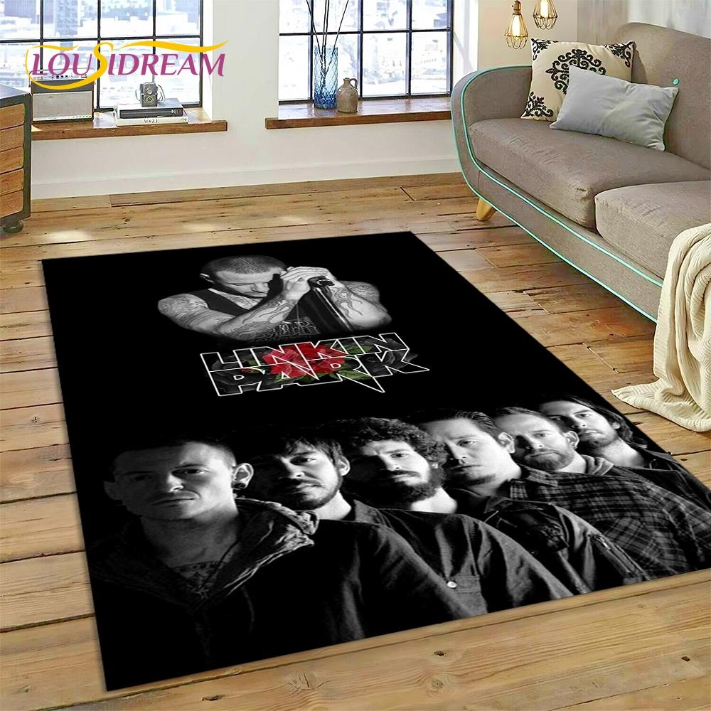 3D Retro Rock Band 3D L-Linkin-Park Rug Carpet for Living Room Bedroom Home Decor,Floor Mat Non-slip Decoration for Sofa Doormat