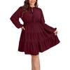 JPNTKY Модные Осенние Зимние Однотонные Платья с Принтом и Длинным Рукавом Повседневные