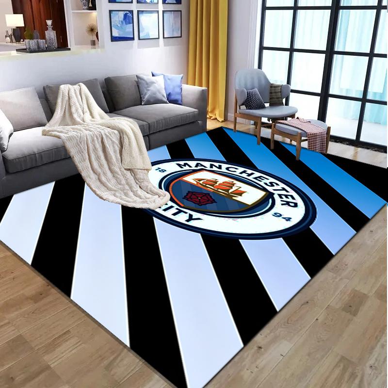 Manchester City FC Pattern Rug, Indoor/Outdoor Mat, for Picnic, Gameroom, Bedroom, Office, Living Room, Home Decor Carpet, Birthday Gift