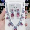 Женский Новый Модный Тренд Циркон Белый Тюльпан Набор Серьги с Ожерельем 2025