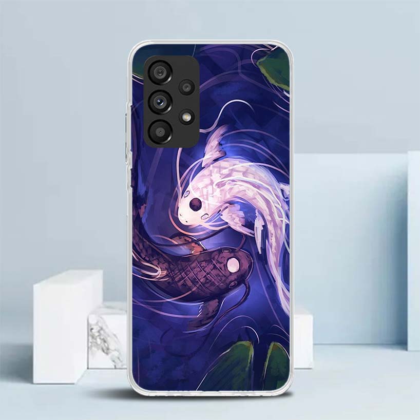 Япония Рыба Кои Инь Ян Искусство Мягкая обложка для Samsung Galaxy A17 A37 A57 A16 A26 A36 A56 A15 A14 A55 Чехол для телефона A13 A53 A25 A35 A24