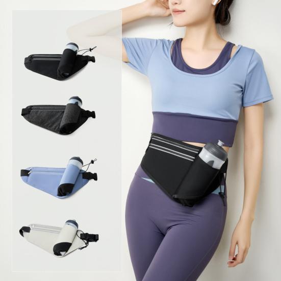 Hydration Waist Bag Waterproof Waist Pack with Water Bottle Holder Reflective Strips Adjustable Belt Fanny Pack for Running Hiking Cycling
