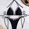 Европейский и американский женский кружевной сексуальный купальник бикини на завязках с бантом