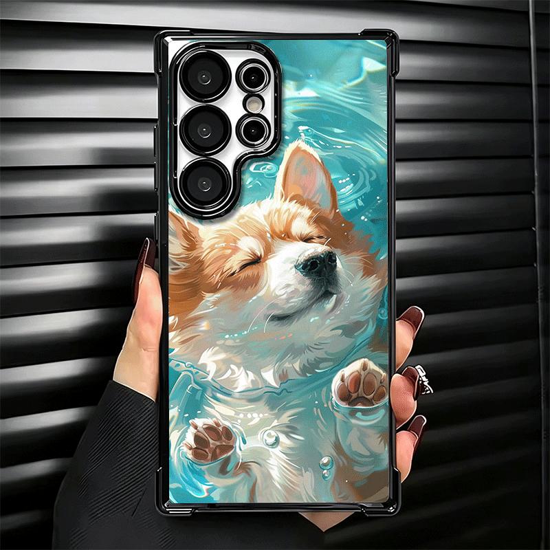 Corgi Dog Cute Plating Phone Case For Samsung Galaxy S24 S25 FE S26 Edge S23 Ultra S22 S21 Plus S20 Anti-Fall Airabag Cover
