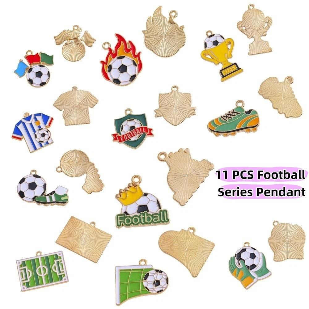 Enamel Design Football Series Pendant Green Color DIY Earrings Charms  Necklace Making