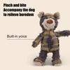 Squeaky Dog Chew Toy Interactive Plush Bear Toy with Sound Indestructible Dog Teeth Cleaning Toy for Aggressive Chewers