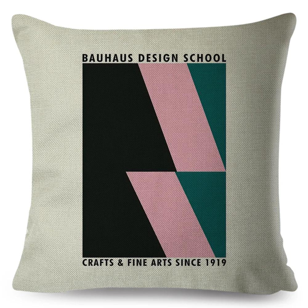 Nordic Polyester Throw Pillow Case for Sofa Minimalist Color Block Double Print Cushion Cover Decor Bauhaus Modern Pillowcase