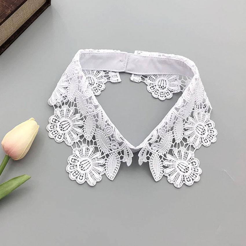 Белая черная рубашка с искусственным воротником для женщин, кружевной ажурный съемный воротник, ромбовидный лацкан, рубашка, блузка, топ, ожерелье, аксессуары для одежды
