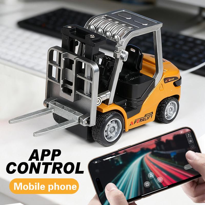 NEW 1/64 Remote-controlled Alloy Forklift Engineering Vehicle Tabletop Toys Liftable Stunt Vehicle Model Collection Gift For Boy