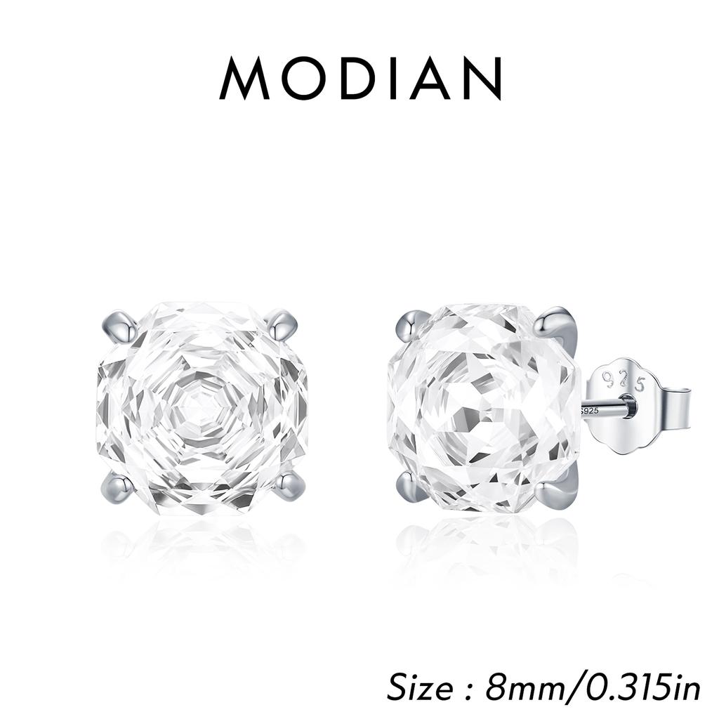 MODIAN Серебряные серьги-гвоздики 925 пробы, многоугольные, с кубическим цирконием огранки «Роза», роскошные, для женщин, вечерние, тонкие ювелирные изделия