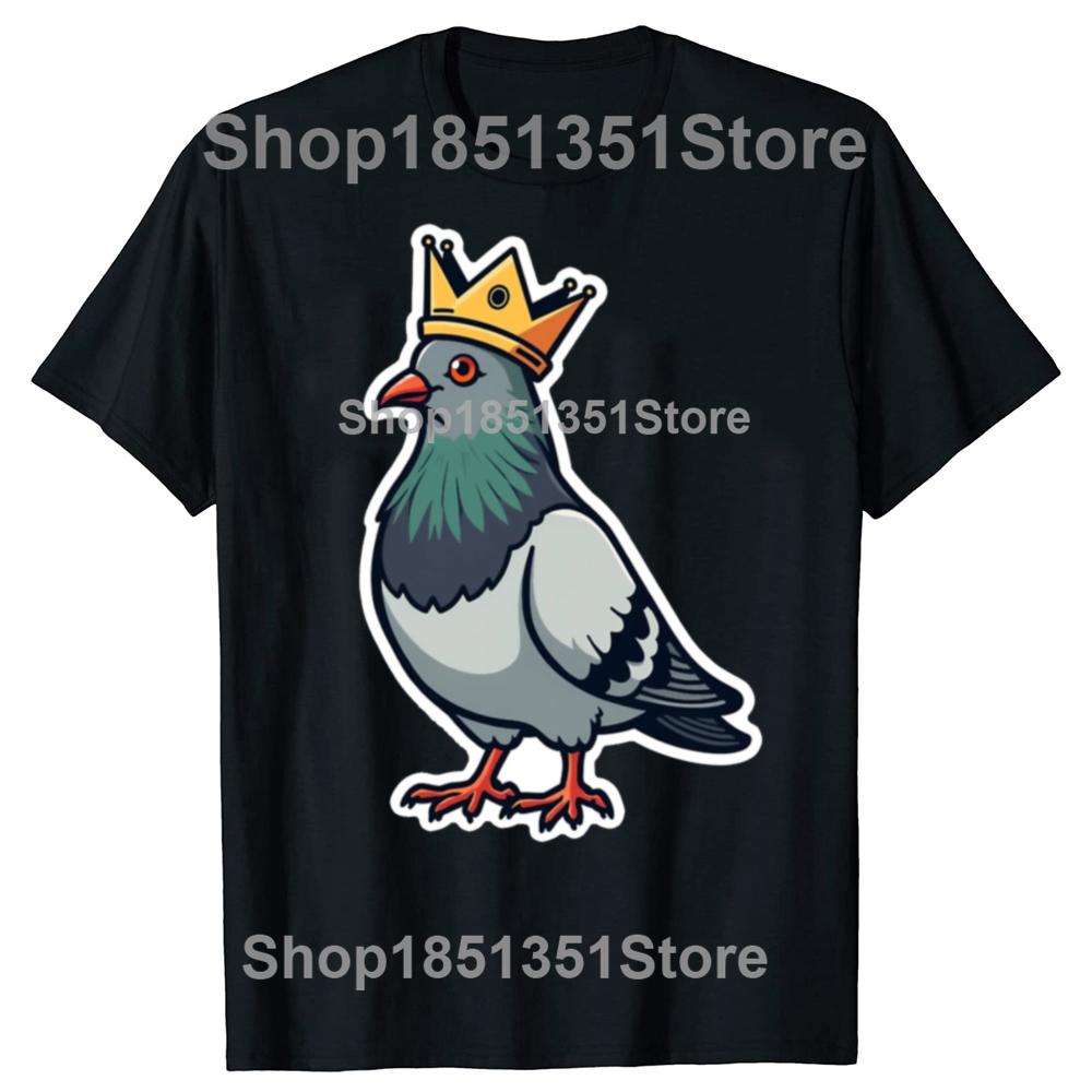 Funny Pigeon King Birds Graphic Tshirts Men Womens Fashion Casual Tshirt 100 Cotton Loose Oversized T Shirt