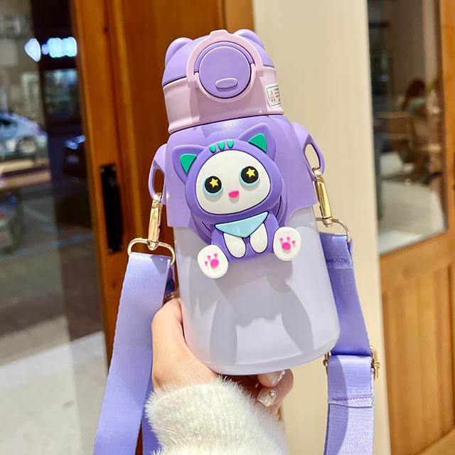 Милый мультфильм, детский термос из нержавеющей стали 316, бутылка для воды с соломинкой, термоизолированная чашка для студентов детского сада для мальчиков и девочек