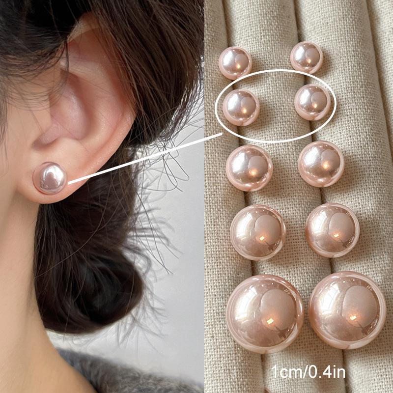 1 пара аксессуаров для ушей Элегантные женские серьги-пусеты из искусственного жемчуга Модные плоские серьги-пусеты для девочек