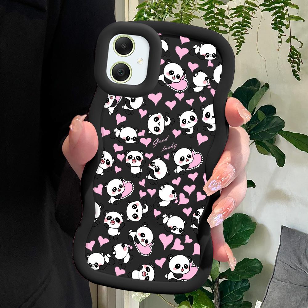 Cute Panda Soft Phone Cover for Samsung Galaxy A52 A73 A12 A11 S24 Ultra 5G S23 S22 S21 S20 FE Wave Edge Shockproof Protective Rubber Case