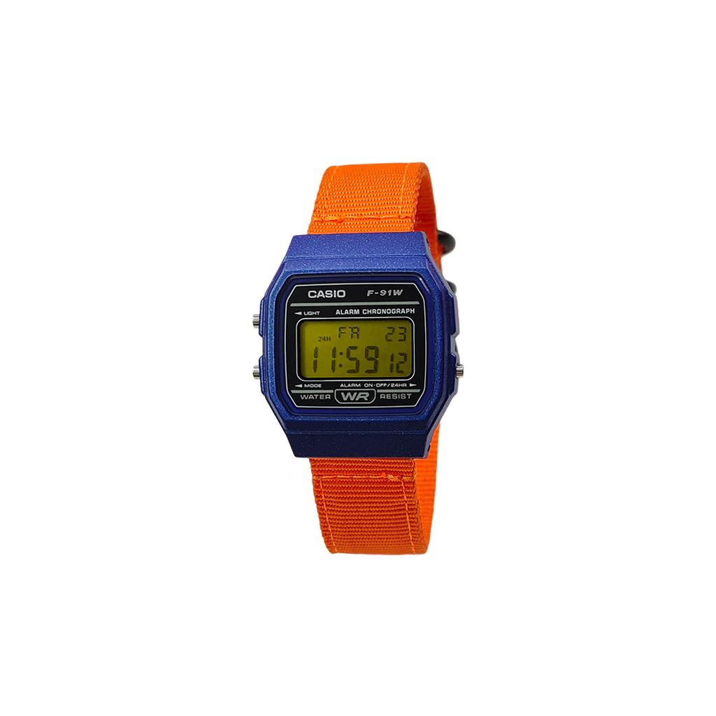 Casio Часы Custom Collection, кварцевый механизм, нейлоновый ремешок, мужские, черный циферблат, F-91WM-2A(Watch5--)