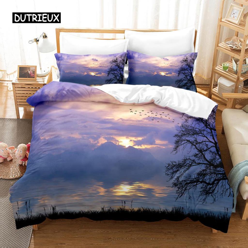 Комплект пододеяльников Natural Landscape Blue Sky Lawn Flower Double Queen King Size 2/3 шт. Полиэстеровое одеяло для детей, подростков и взрослых