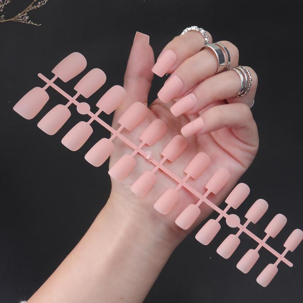 24 шт./компл. DIY быстрые ногти с длинной квадратной головкой, матовые накладные ногти, разноцветные полоски, готовый маникюр, маникюр