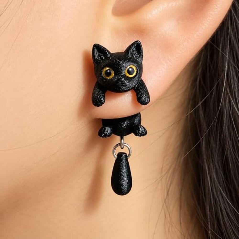Black Black Cat Earrings Resin Kitten Ear Jewelry High Quality Animal Dangle Earrings