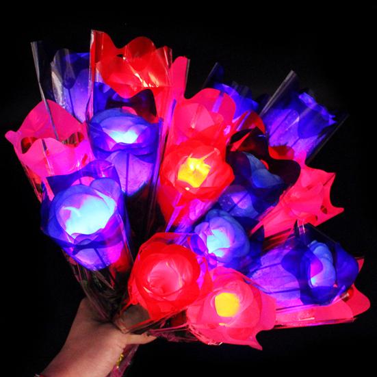 1Pc Glow In Dark LED Light Artificial Rose Flower Girl Romantic Gift Holiday Toy