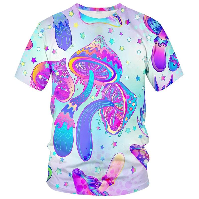 3D Printed Magic Mushroom T Shirt For Men Forest Elf Pattern Tees Casual Round Neck Breathable Comfortable Short Sleeve T-Shirts