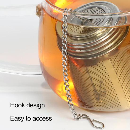 Ситечко для чая с подносом, подвесная цепочка, мелкоячеистая заварочная чашка из нержавеющей стали, мини-цилиндрическая заварочная машина, многоразовый чайник, чайные аксессуары