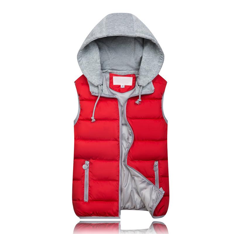Women Hooded Vest Spring Autumn Warm Cotton Padded Waistcoat Sleeveless Zipper Basic Coat