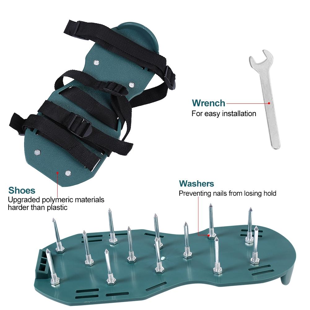 1 пара сандалий с аэратором для газона, аэратор для разрыхления почвы, обувь с шипами, садовый инструмент(4 ремешка)