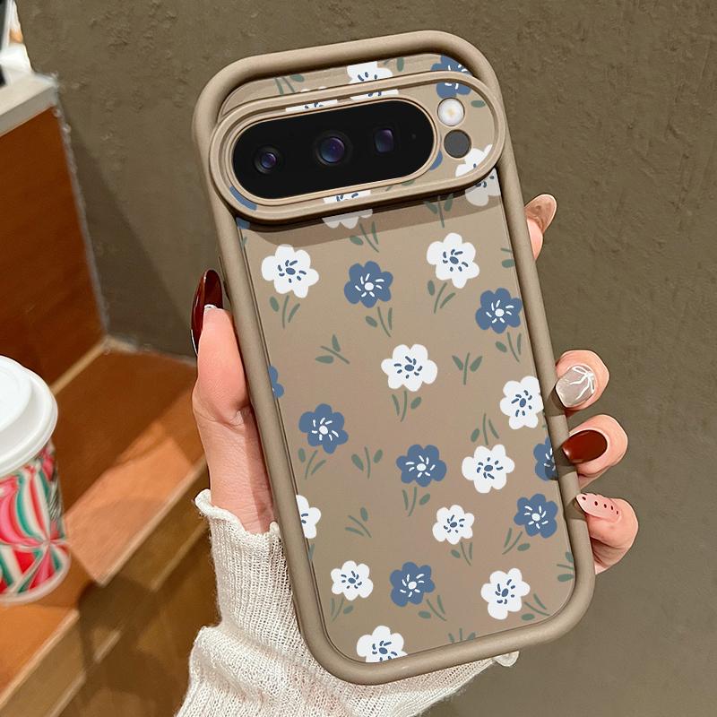 Мягкий силиконовый чехол с цветочным узором для Google Pixel 9 8 Pro Xl 8a, противоударный матовый защитный чехол для линз, устойчивый к падению, однотонный чехол