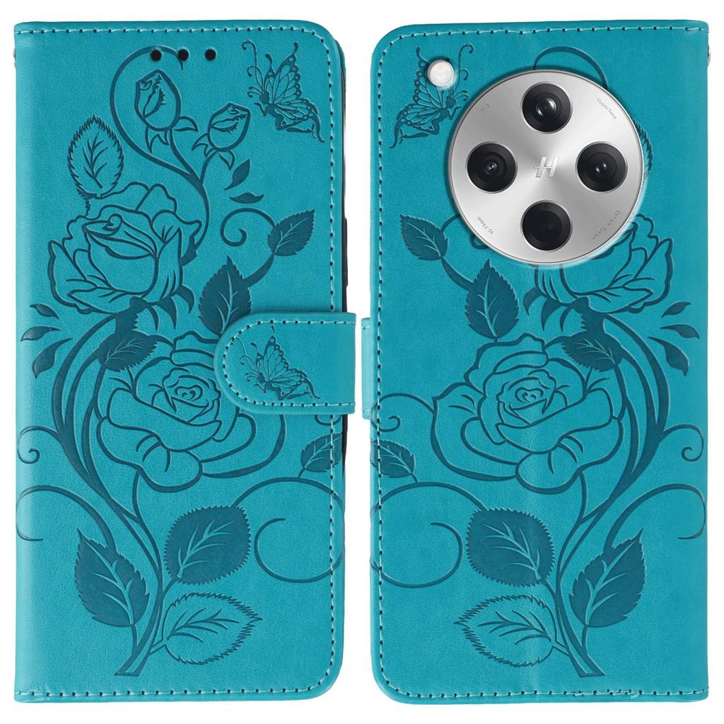 For Oppo Find X8 5G Case Wallet Stand Imprinted Rose Butterfly PU Leather Phone Cover