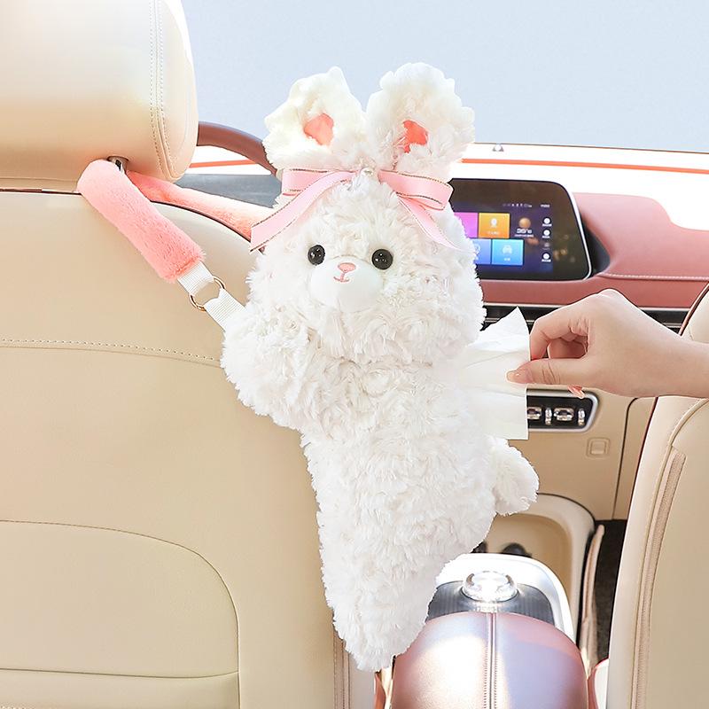Cartoon Plush Monkey Tissue Box - Cute Car Hanging Pull-Out Cover