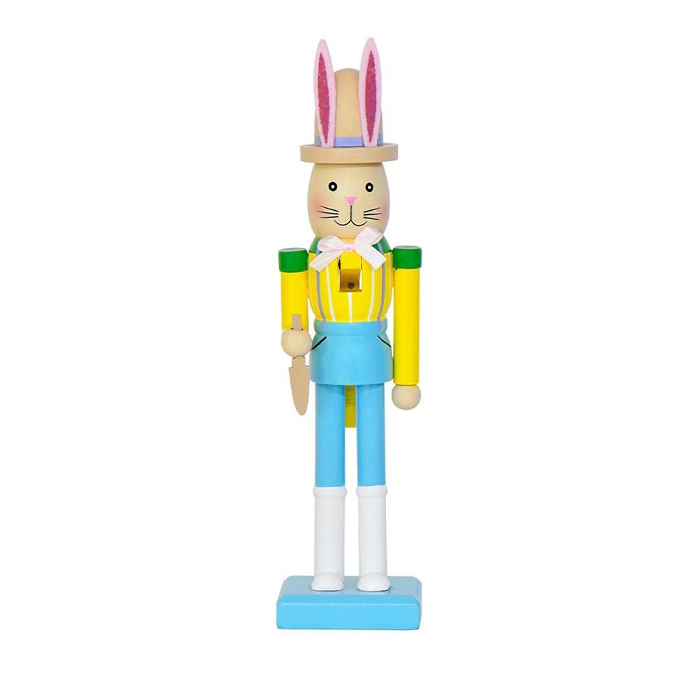 Детский подарок Милый пасхальный кролик Щелкунчик Гладкая ручная работа Деревянная статуэтка кролика Реалистичные фигурки кролика-щелкунчика Реквизит для вечеринки